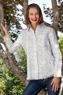 Cape Cod Tunic, Green Dots on White by Dizzy Lizzie
