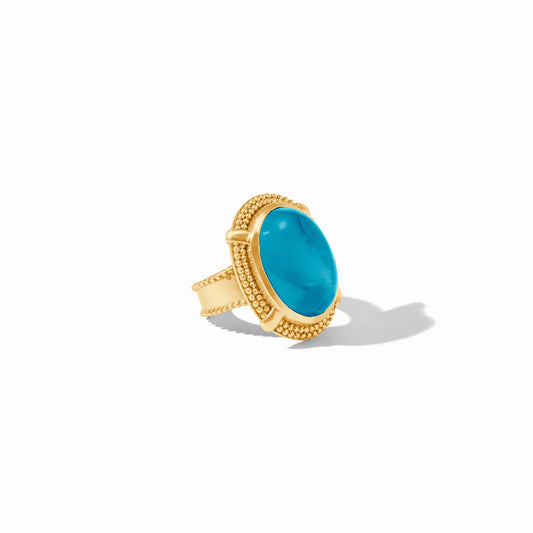 Cabochon Statement Ring in Gold Iridescent London Blue by Julie Vos