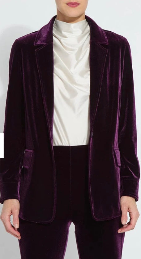 Mercer Stretch Velvet Blazer in Royalty by Lysse