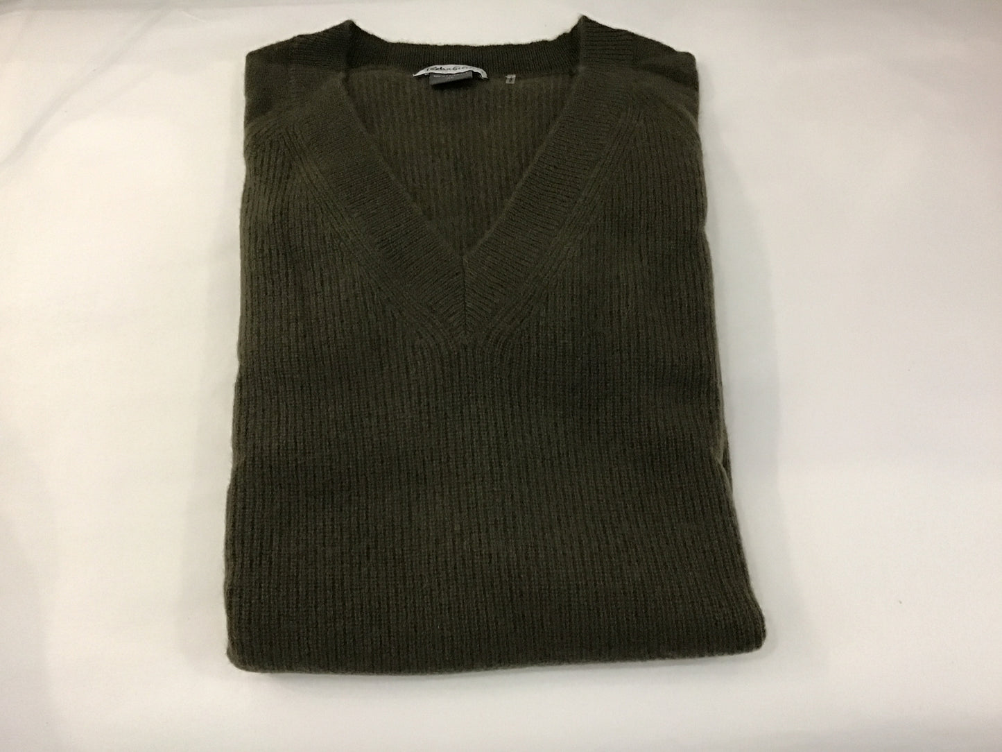 100% Cashmere V-Neck Shaker Sweater in Loden by Pure Amici