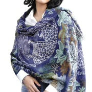 Laikipia Wool Silk Scarf With Navy Animals by Dolma