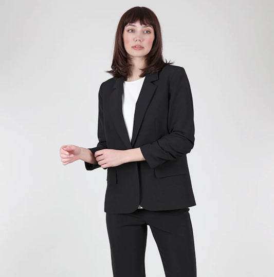 Ruched Sleeve Jacket in Black by Estelle and Finn (9443)