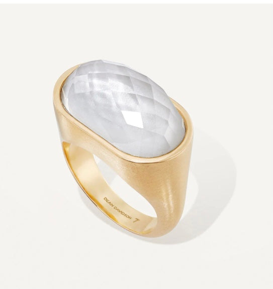 Mercer Gemstone Ring in Gold Indescent Pearl by Dean Davidson