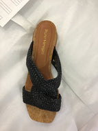 Verina Slide Sandal in Straw/Cork Black by Bruno Menegatti