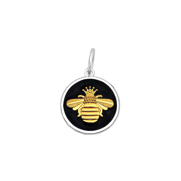 Small 19mm Pendant Gold Queen Bee in Black by Lola & Co