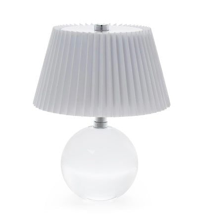 Cordless Glass Table Lamp with Pleated Shade
