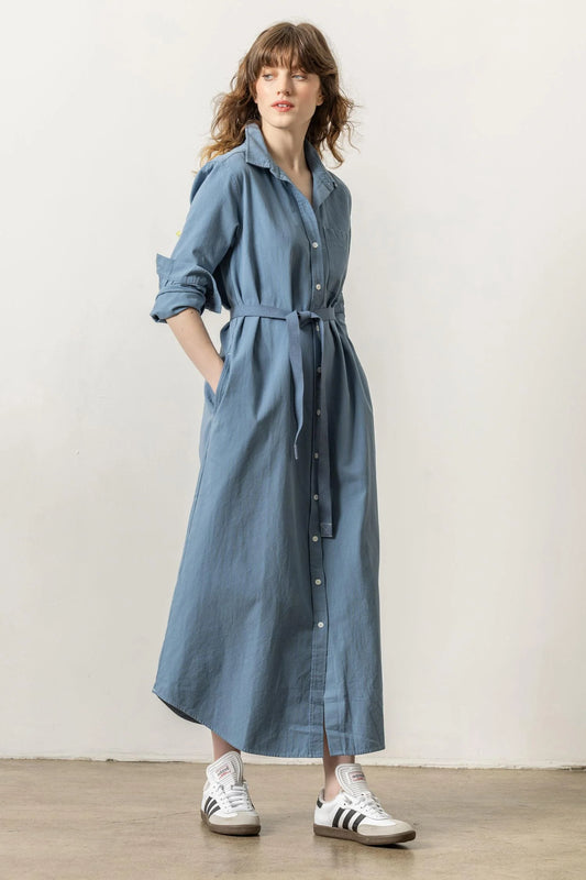 Maxi Shirt Dress in River by Lilla P