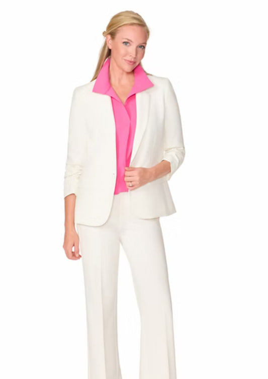 Ruched Sleeve Jacket in Ivory by Estelle and Finn (9443)