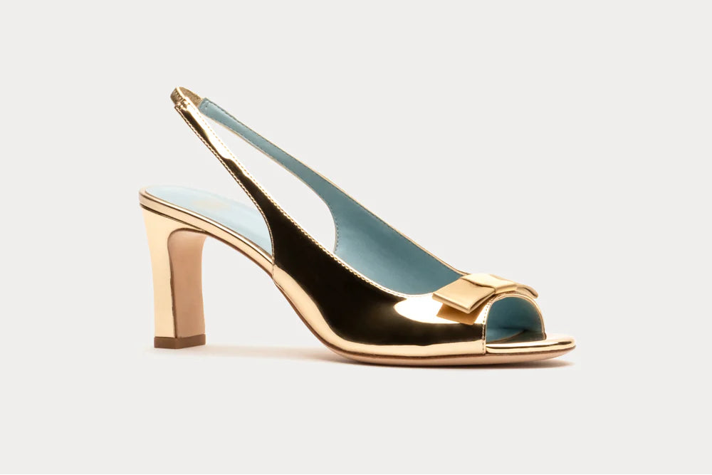 Reese Slingback with Bow Vegan Mirror in Gold by Frances Valentine
