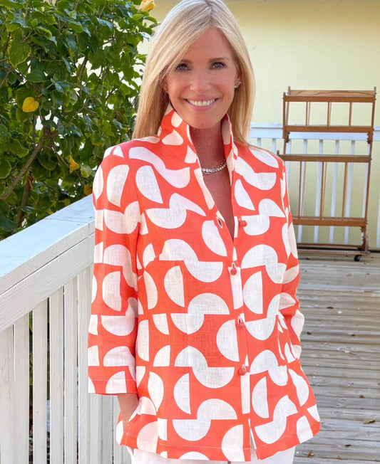 Ronette Jacket in Orange Hopper by Connie Roberson