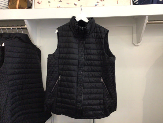 Quilted Fur Trim Neck Vest in Black by Renuar