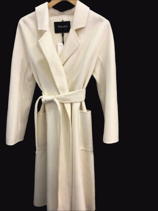 Long Tie Coat in Cream by Pissenlit