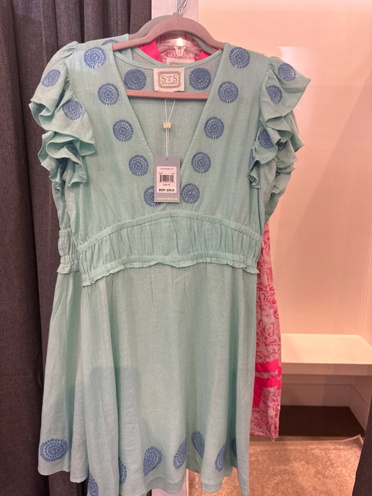 STS Sale R2562 Mint Linen Dress