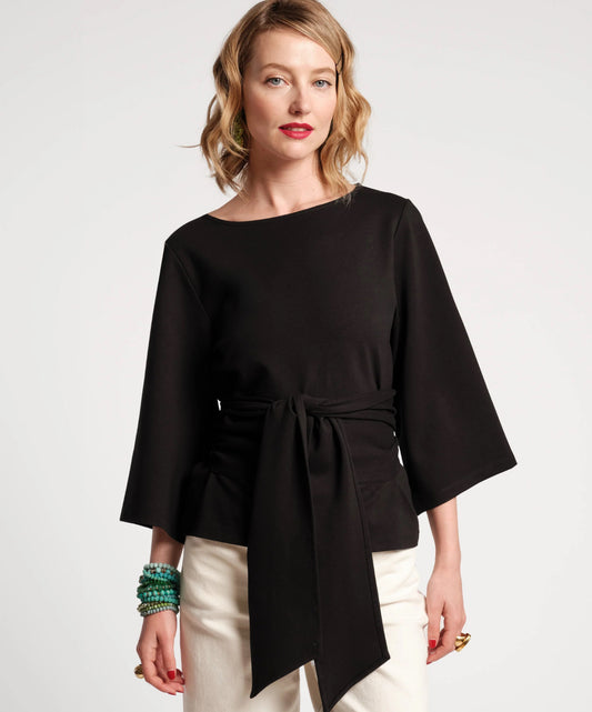 Whitney Wrap Top in Black by Frances Valentine