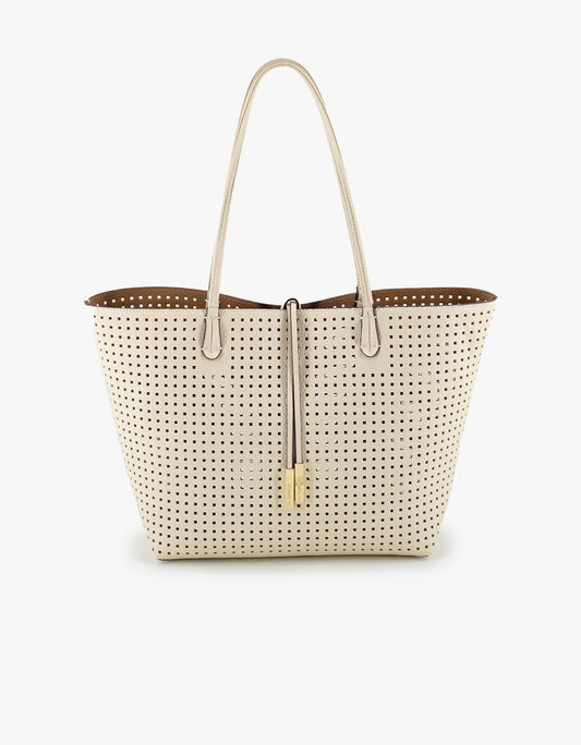 Departure Tote Perforated Square in Cream/Tote by Remi Reid