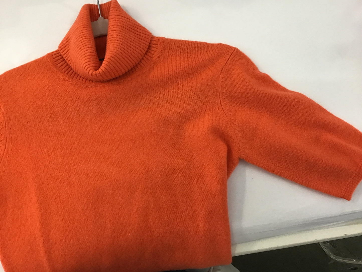 Cashmere Short Sleeve Turtleneck in Orange by Pure Amici