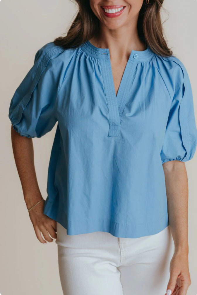 Henley Top in French Blue by La Roque