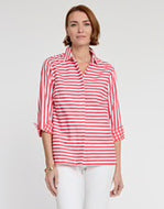Xena 3/4 Sleeve Top in Coral/White by Hinson Wu