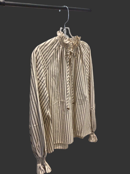 Irena Blouse in Tuxedo Stripe by Flora Bea