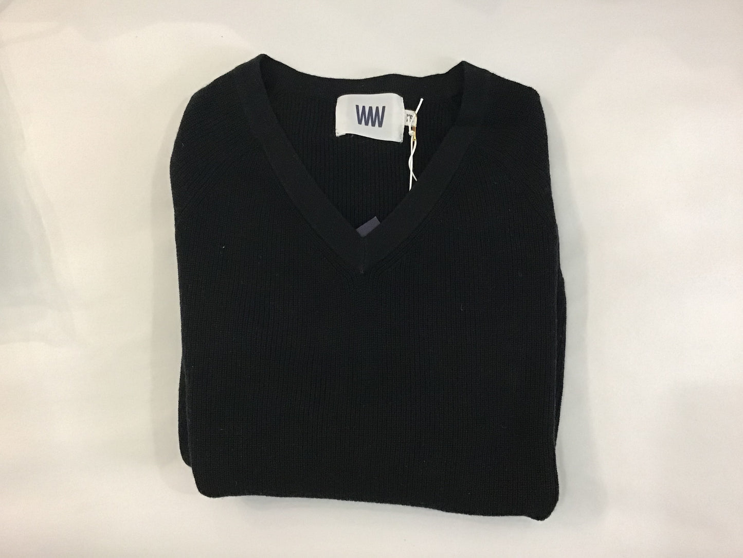 Shaker V Neck Cotton  Sweater in Black by Windsor & White