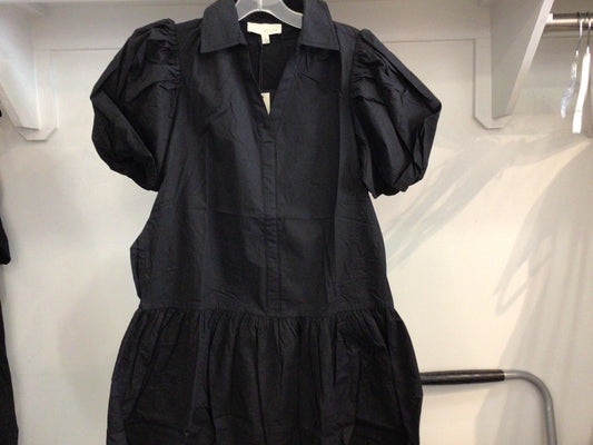 Collared Tiered Dress in Black by Pinch