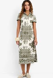 Abba Dress in Jungle Green/Sancerre by Trina Turk