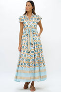 Ruffle Collar Button Maxi in Touraine Blue by Oliphant