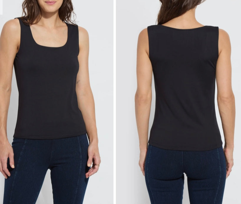 Evie Scoop Neck Tank in Black by Lysse