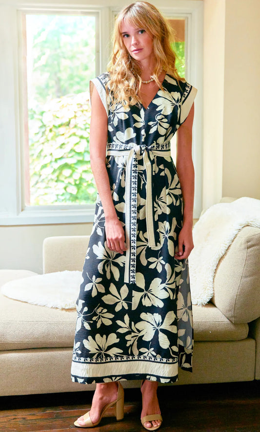Beverly Dress in Black and Tan by Finley