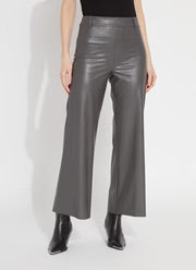 High Waist Vegan Leather Wide Leg Pant in Gray Ash by Lysse