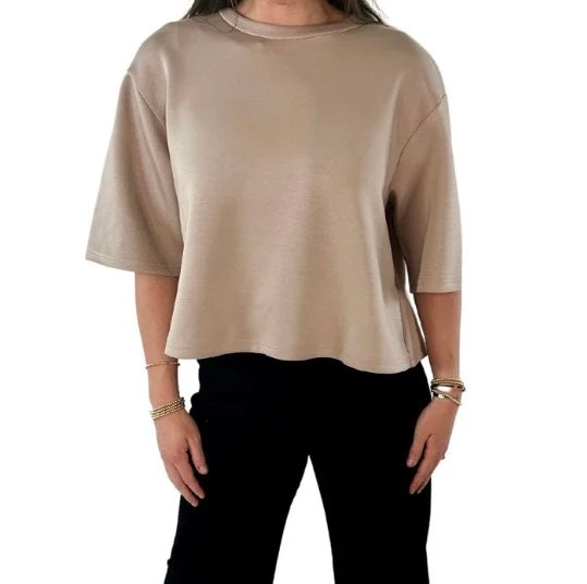 Layering Crew Neck Top in Taupe by P Cill