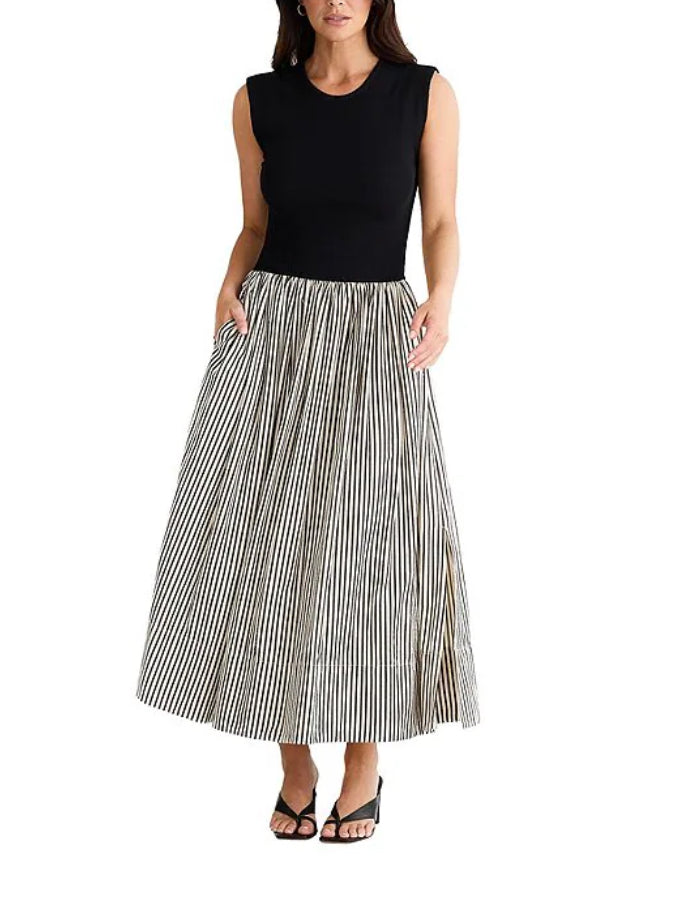 Daphne Dress in Black Stripe by Brave and True