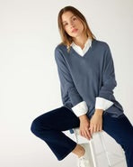 Catalina V-Neck Sweater in Baltic Blue by Mersea