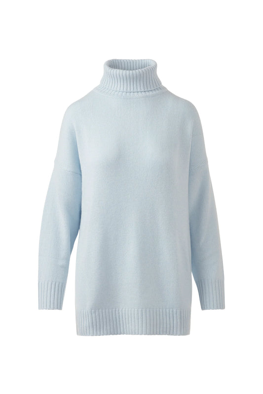 Oversized Cozy Mock Cashmere Turtleneck in Ice Blue by Kinross