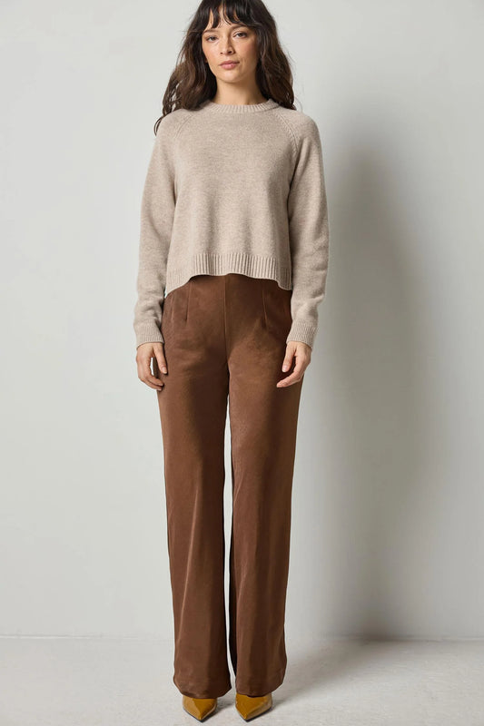 Satin Clean Front Pant in Chocolate by Lilla P
