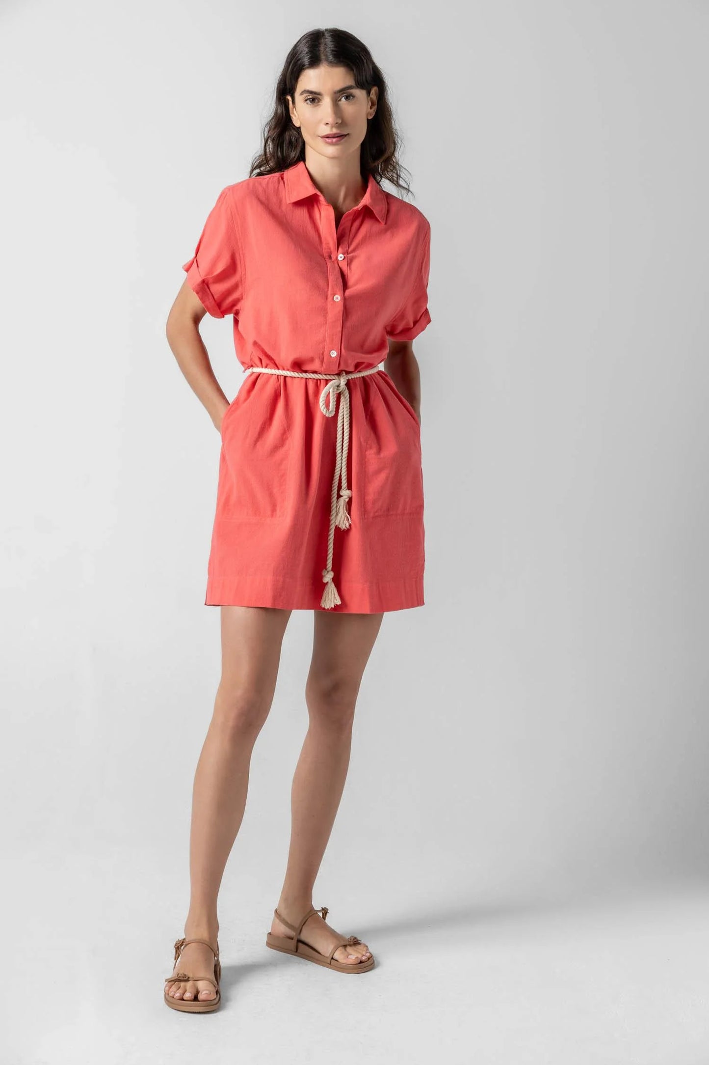Half Placket Shirt Dress in Reef PA2980-REF