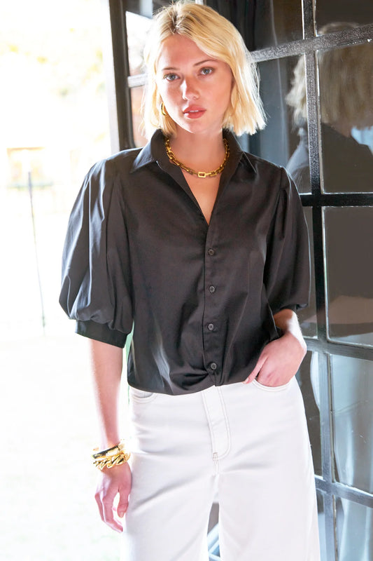 Bomba Shirt in Black Silky Poplin by Finley