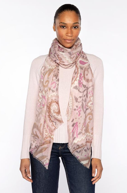 Painted Paisley Print Scarf in Ballet by Kerisma
