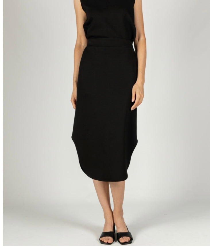 Butter Modal Midi Skirt in Black by P. Cill
