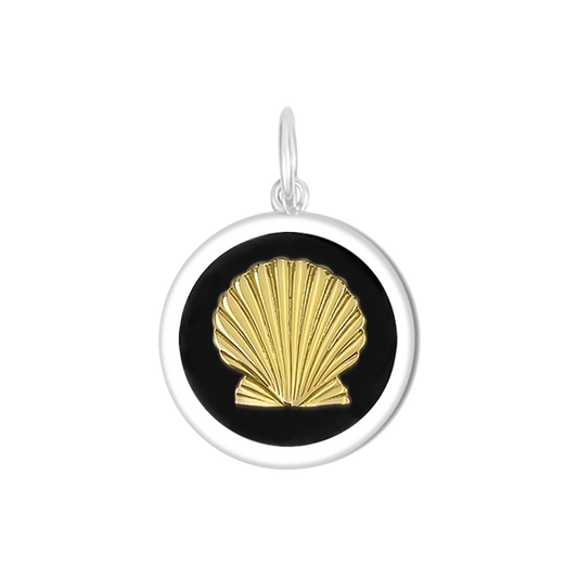 Medium 27mm Pendant Gold Shell in Black by Lola & Co