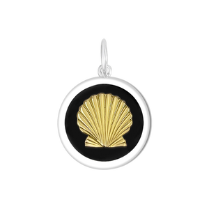 Medium 27mm Pendant Gold Shell in Black by Lola & Co