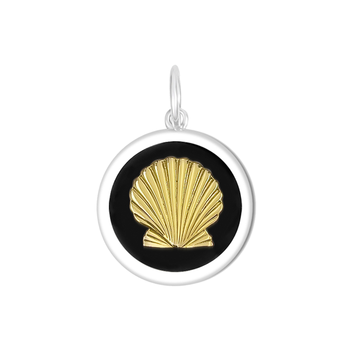 Medium 27mm Pendant Gold Shell in Black by Lola & Co