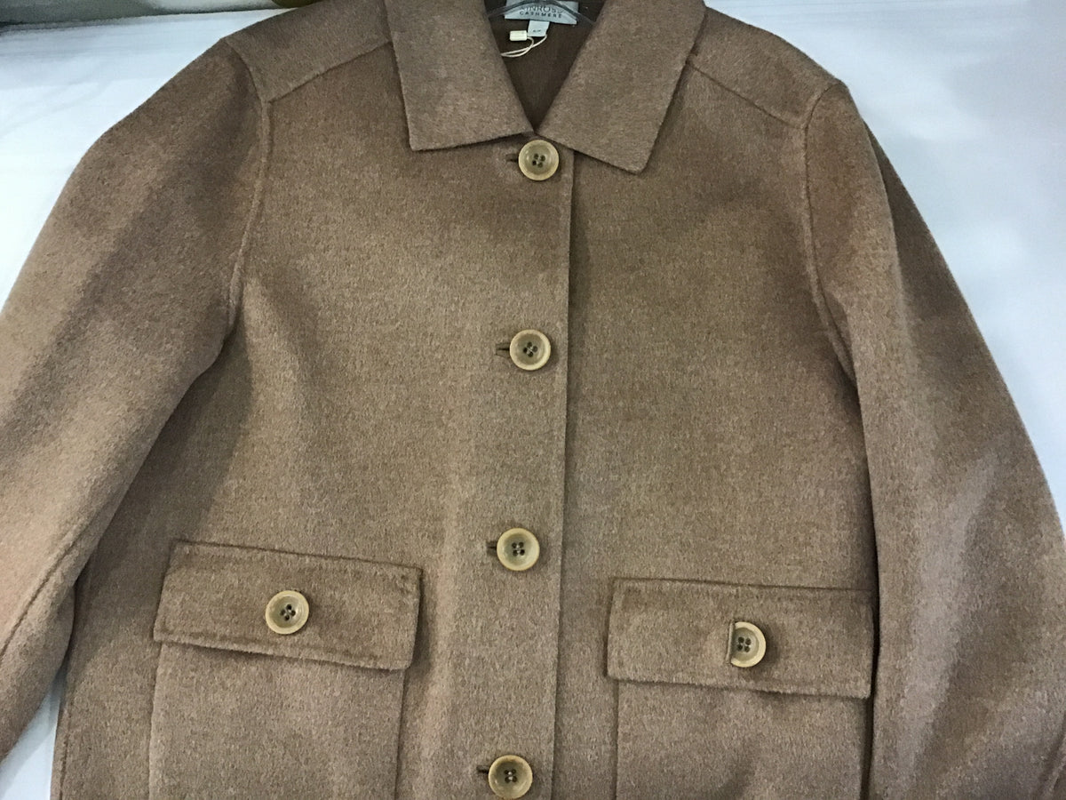 Pleat Back Short Coat in Hazelnut by Kinross Cashmere