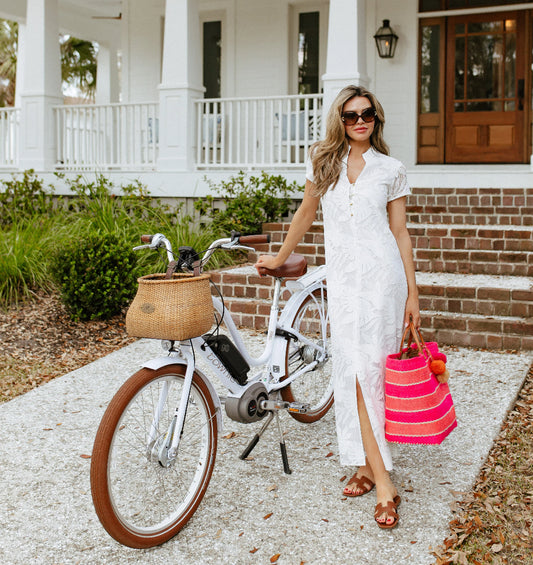 Anita Tunic Midi Dress in White Palm by Sail to Sable