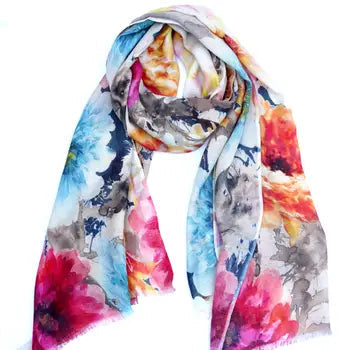 Sophie Floral Wool Scarf/Wrap