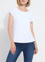 Lysséntials Scoop Neck Top in White by Lysse