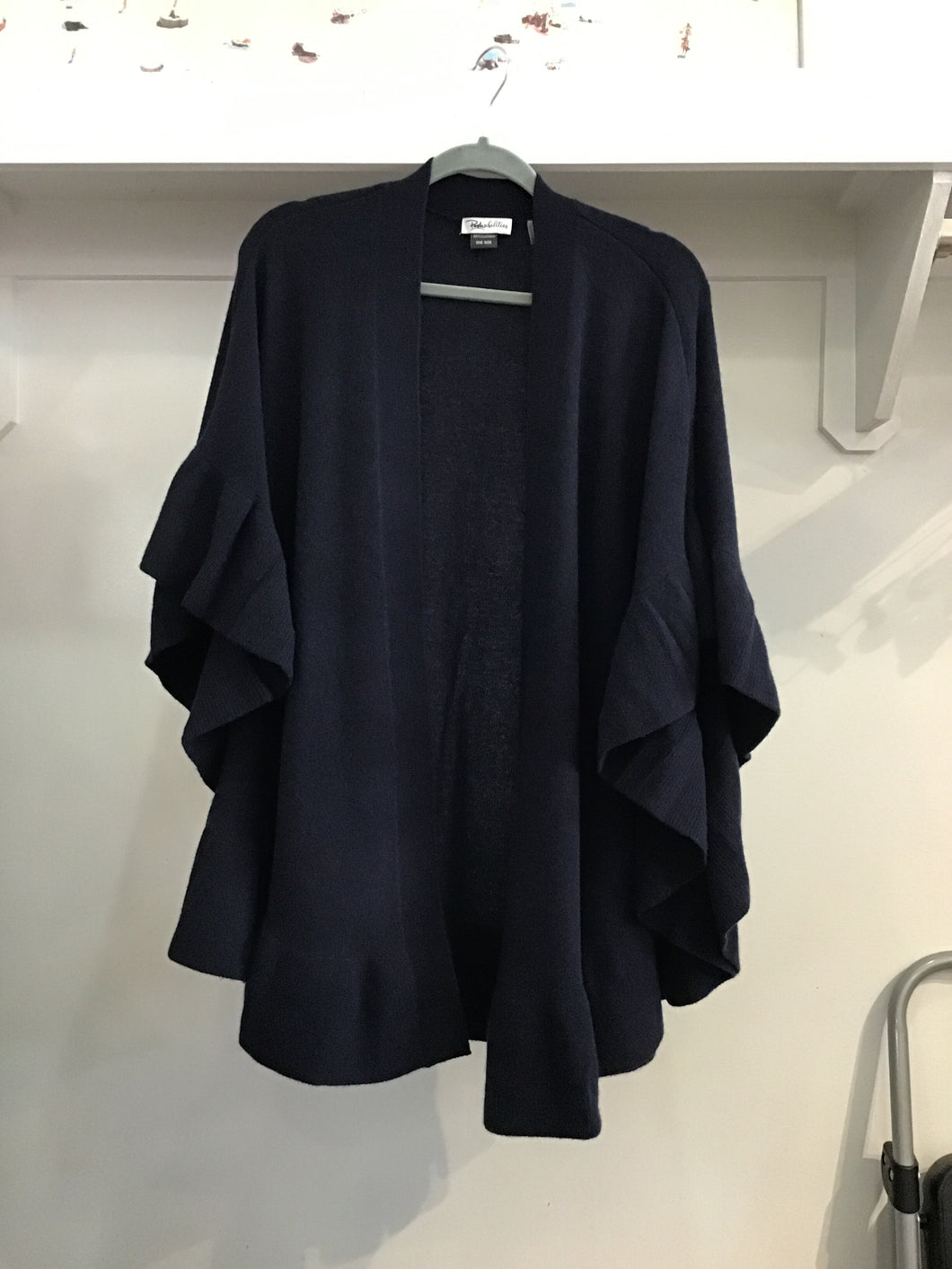 Cashmere Ruffle Wrap in Navy by Pure Amici