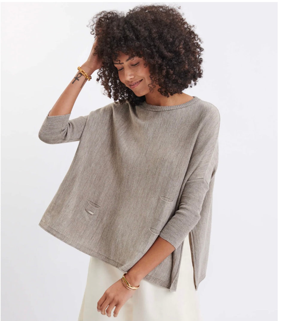 Catalina Crewneck Sweater O/S Petite in Driftwood by Mersea