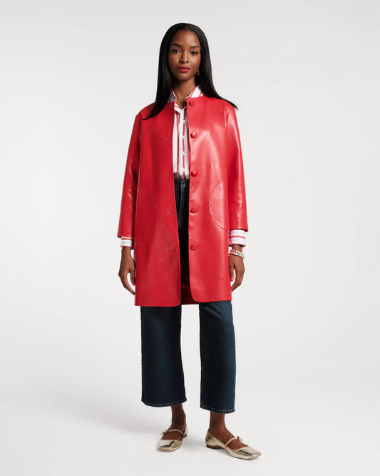 Mod Jacket Faux Leather in Red by Frances Valentine