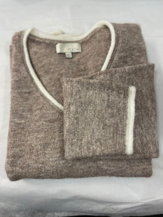 Brown and Ivory V Neck sweater by Pinch